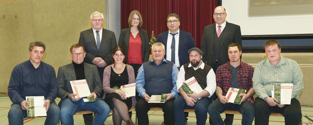 Die geehrten Mitarbeiter der Firma Thannhauser