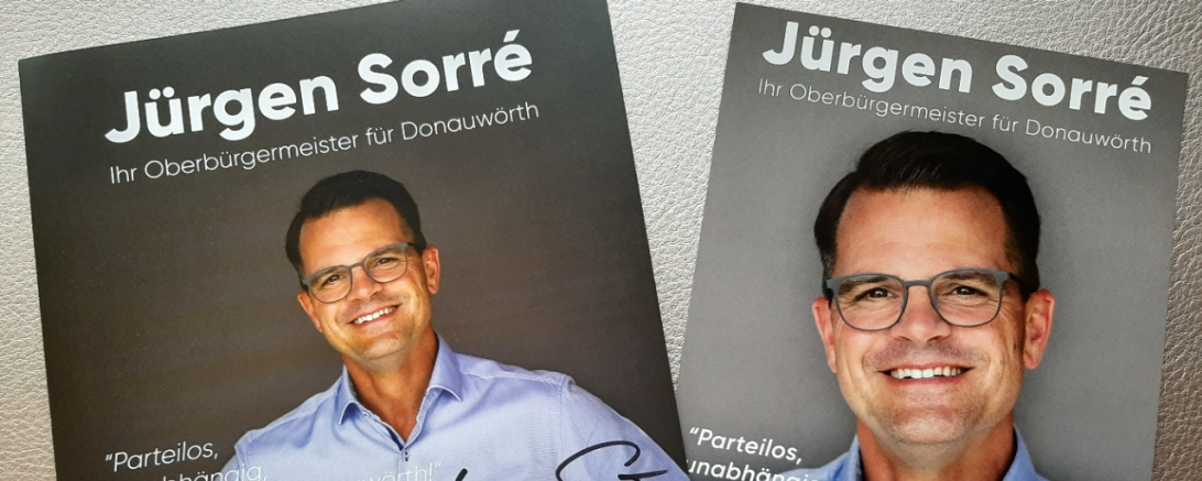 Flyer des SPD-Kandidaten Jürgen Sorré für OB-Wahl Donauwörth 2020