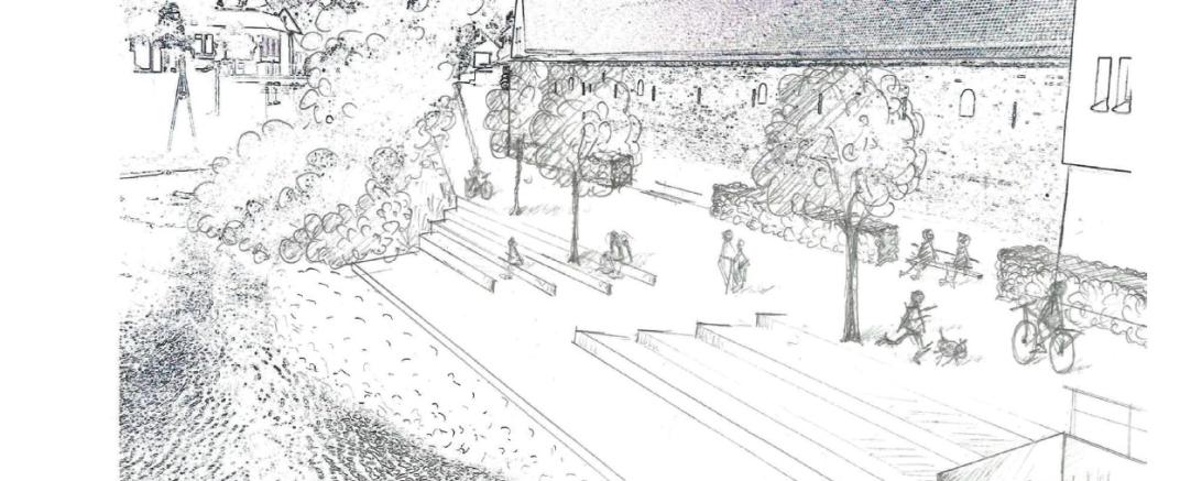 Das Bild zeigt eine Skizze der neuen Uferpromenade in Donauwörth. 