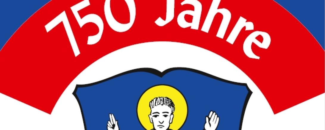 Das Bild zeigt ein Plakat für das Festwochenende des 750. Jubiläums der Gemeinde Amerdingen.