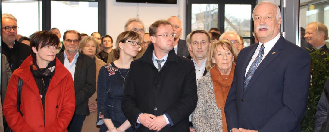 Hermann Faul, Wolfgang Fackler und Stadträte im Bahnhof Nördlingen