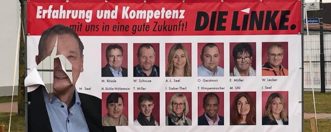 Kaputtes Werbebanner Linke Asbach Bäumenheim