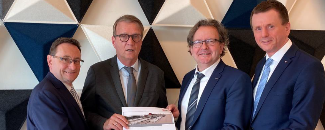 MdB Ulrich Lange, DB-Infrastrukturvorstand Ronald Pofalla, Oberbürgermeister Donauwörth Armin Neudert, DB-Konzernbevollmächtigter für den Freistaat Bayern, Klaus-Dieter Josel