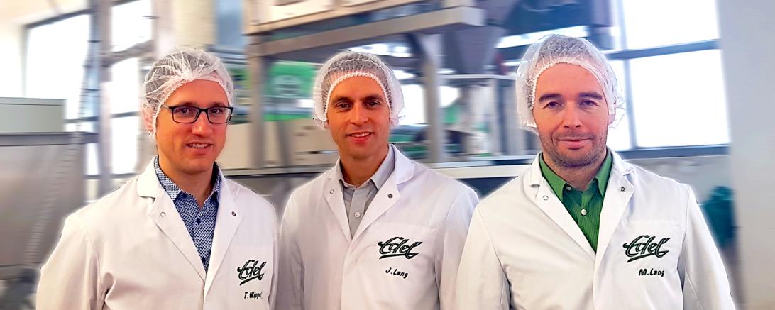 Die Geschäftsführer von Eduard Edel GmbH (von links): Thomas Wippel, Joachim Lang und Martin Lang.