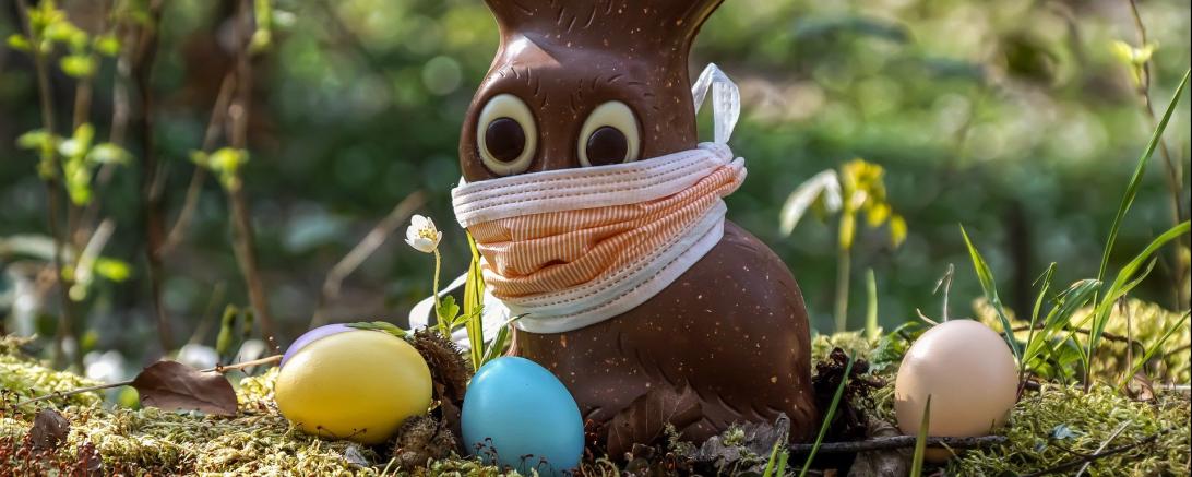 Schokohase, Schutzmaske, Corona, Ostern