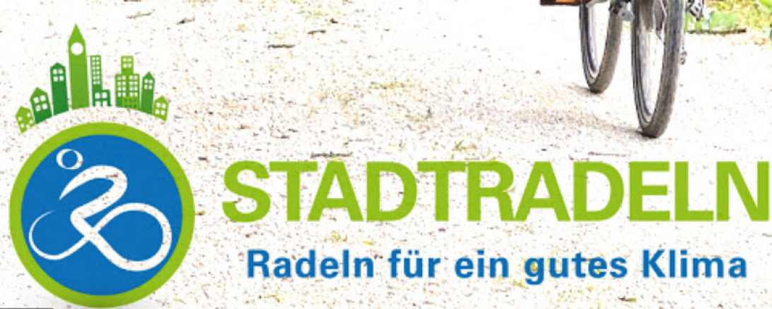 Radfahrer mit Logo Stadtradeln