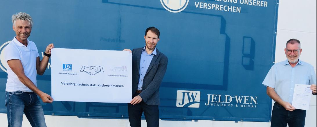 Auf dem Bild zu sehen (von links): Betriebsratsvorsitzender Thomas Schürer, Bürgermeister Thomas Heydecker und Werksleiter Wolfgang Oswald. 