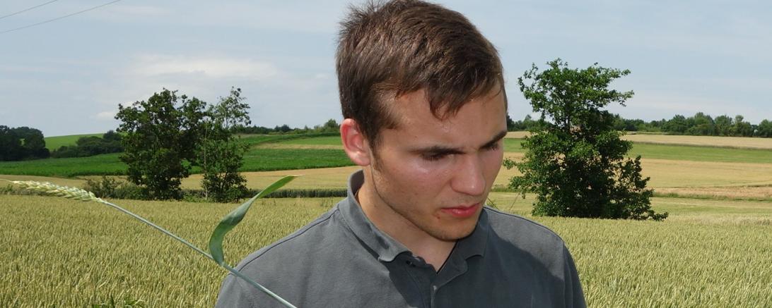 Marvin Rehklau aus Deiningen erläutert in seiner praktischen Abschlussprüfung den Entwicklungsstand des Getreides.