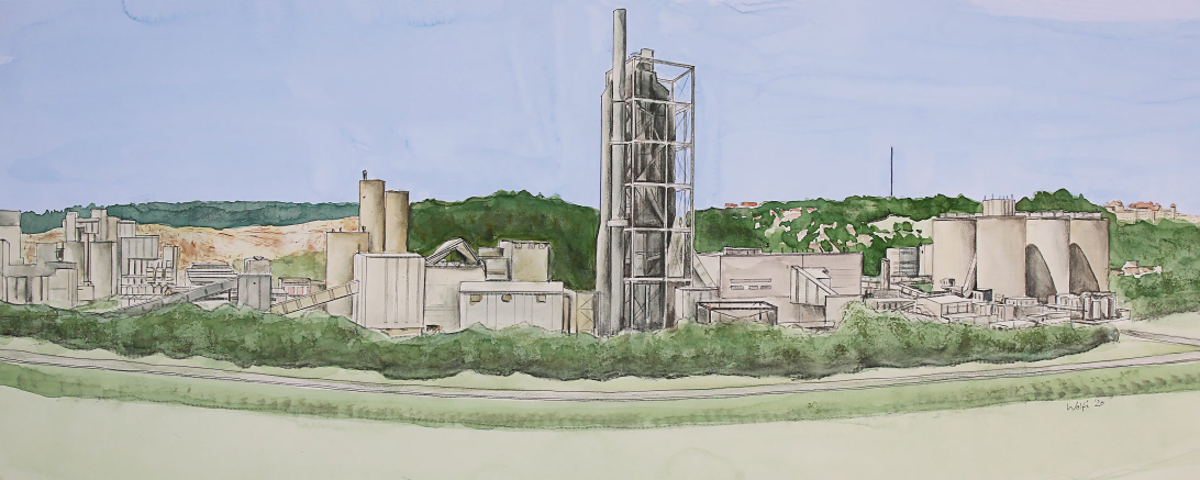 Künstlerische Darstellung des Märker-Werks in Harburg