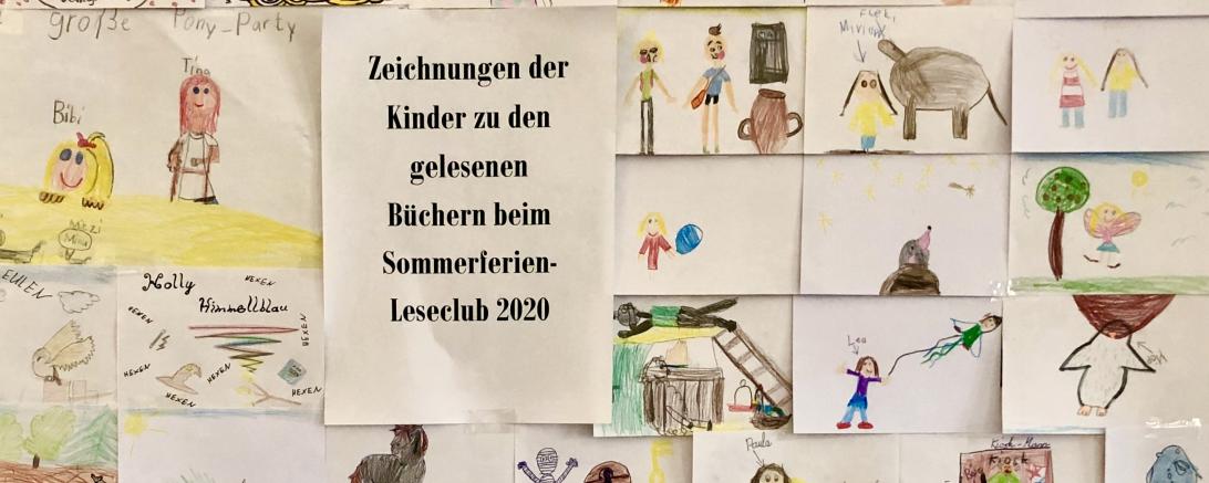 Das Bild zeigt die Zeichnungen der Kinder zu den gelesenen Büchern