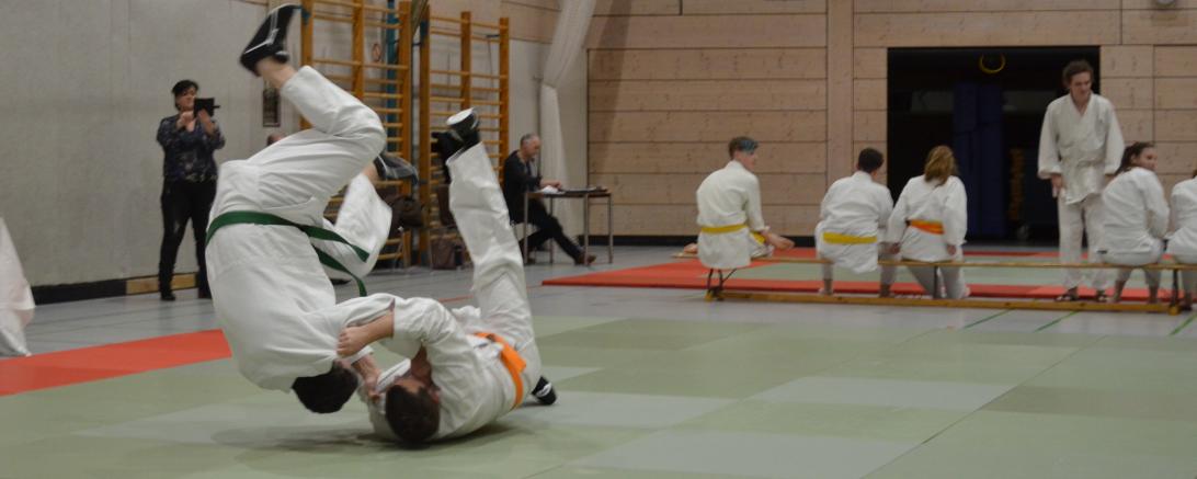 Ju-Jutsu-Training in einer Sporthalle