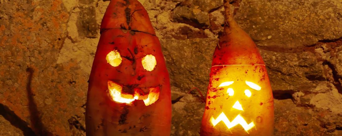 Das Bild zeigt die geschnitzten „Ruabagoischdr“