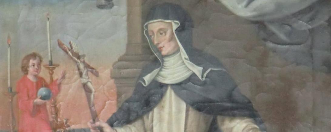 Das Bild zeigt Margareta Ebner auf einem Ex Voto in der Kapelle der Klosterkirche Maria Medingen in Mödingen.