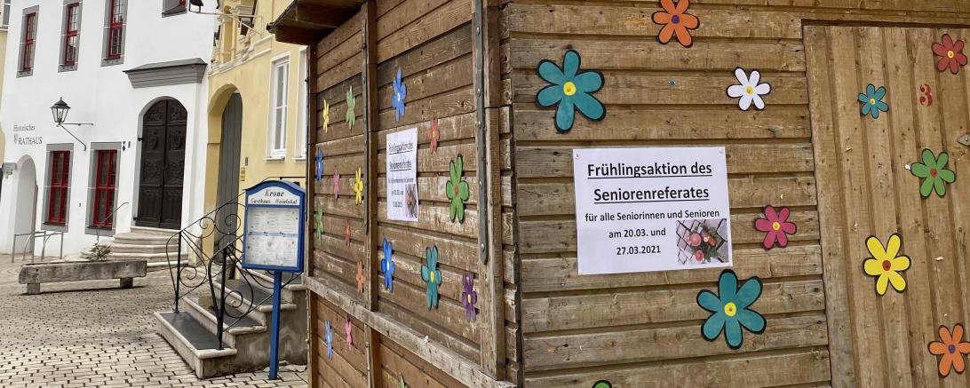 Das Bild zeigt die Aktionsbude in der Wemdinger Innenstadt.