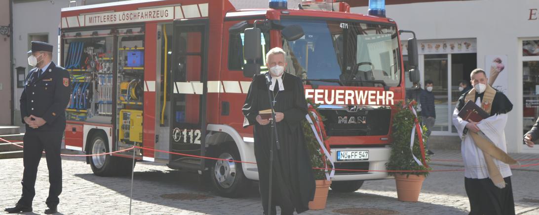 Am vergangenen Sonntag wurde das neue Löschfahrzeug der Freiwilligen Feuerwehr Nördlingen geweiht. 