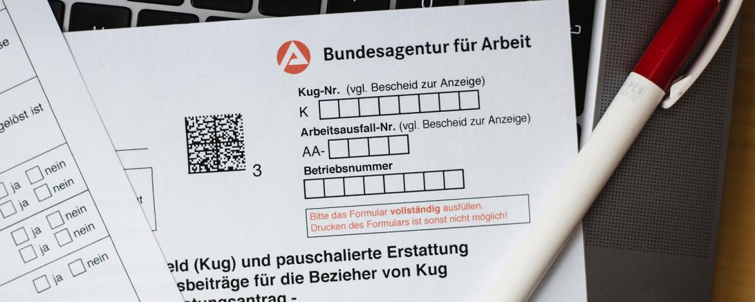 Das Bild zeigt ein Formular zum Thema Kurzarbeit. 