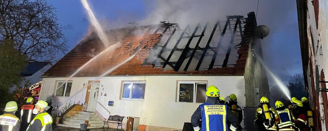 Das Bild zeigt den gelöschten Brand in Amerbach. 