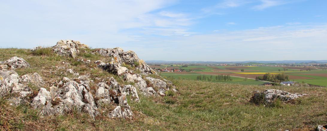 Ausblick vom Geotop Kühstein, Mönchsdeggingen.