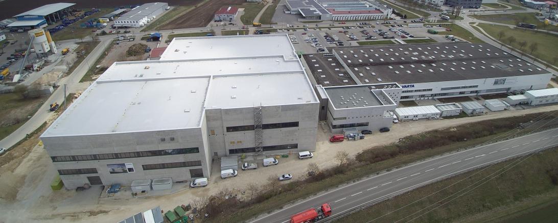Luftansicht des Varta-Standorts Nördlingen