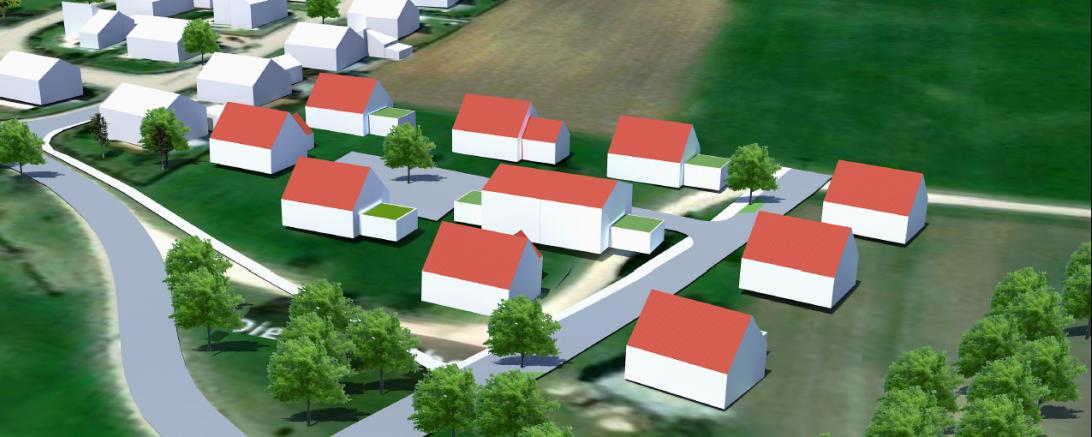 Computergrafik eines Neubaugebiets