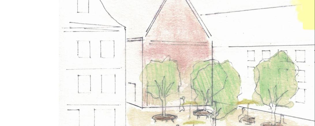 Eine Skizze zeigt, wie die Rückseite des neue Tanzhaus gestaltet werden könnte. 