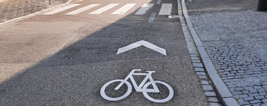 Aufgebrachte Sharrows in der Hallgasse, der Raiffeisenstraße und der Romantischen Straße in der Nördlinger Innenstadt und Baldingen sollen die Verkehrsteilnehmer auf die Fahrradfahrer aufmerksam machen.