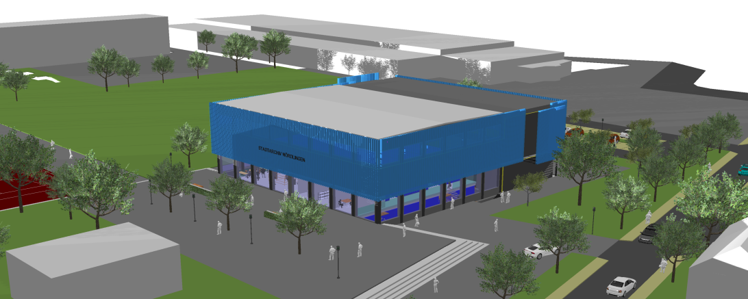Computergrafik des alten Nördlinger Hallenbads, umgebaut zum Stadtarchiv