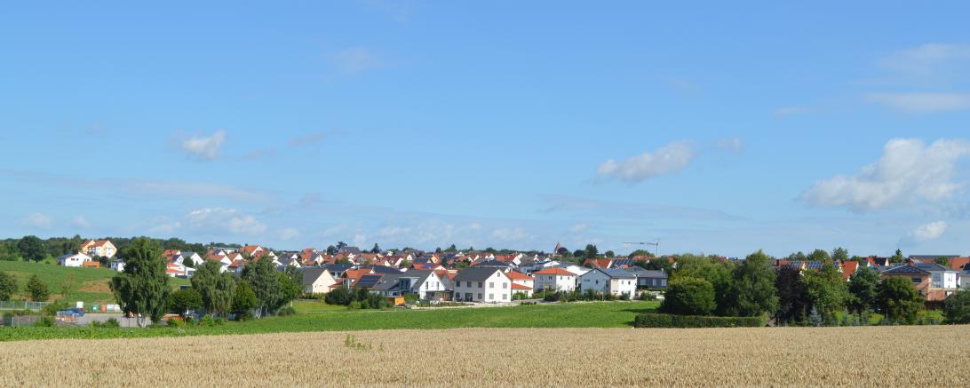 Auf dem Bild zu sehen das Neubaugebiet Buchdorfs.