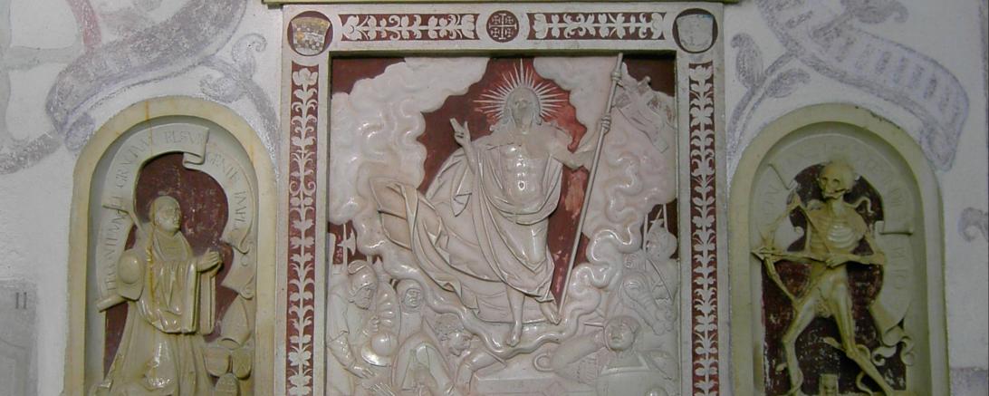 Auf dem Bild zu sehen das Triptychon des Künstlers Loy Hering, mit der Auferstehung Christi nach Dürers Holzschnitt in der großen Passion.