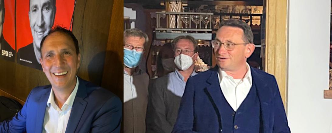 Fotocollage mit sitzendem Christoph Schmid und stehendem Ulrich Lange