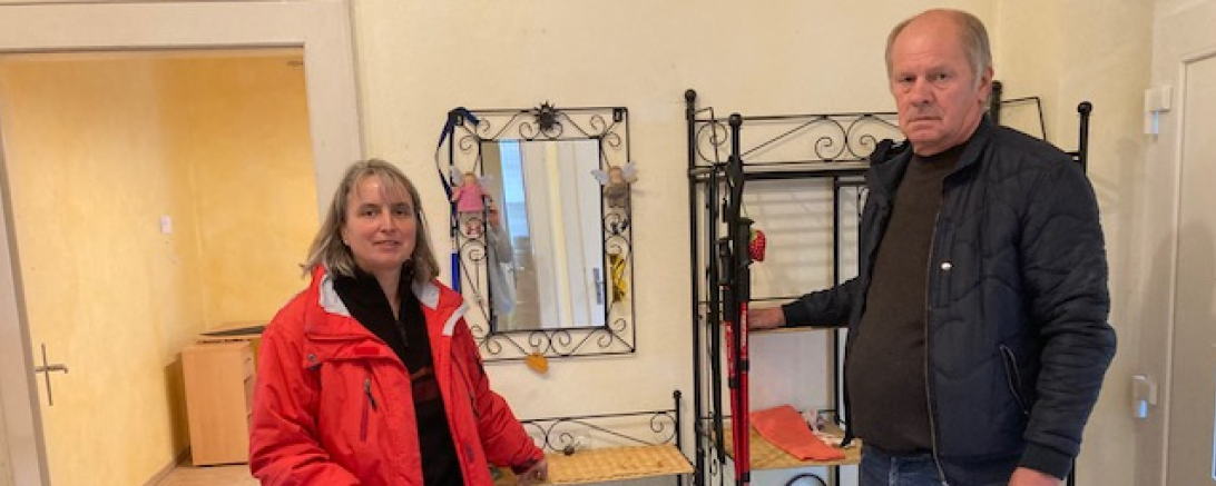 Das Bild zeigt Elke Stehle (Samtpfoten) und Robert Schuck (Caritas), 