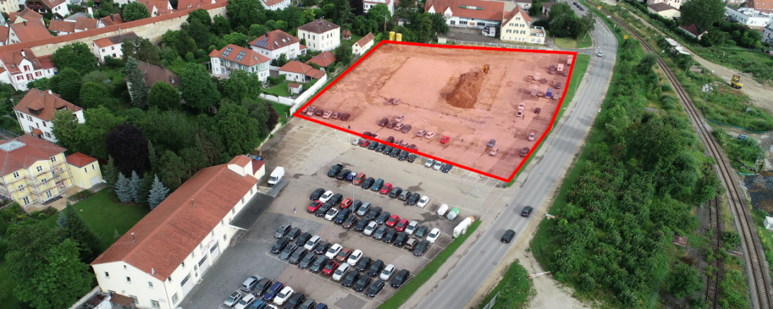 Das Bild zeigt das Döderlein-Gelände aus der Vogelperspektive. 