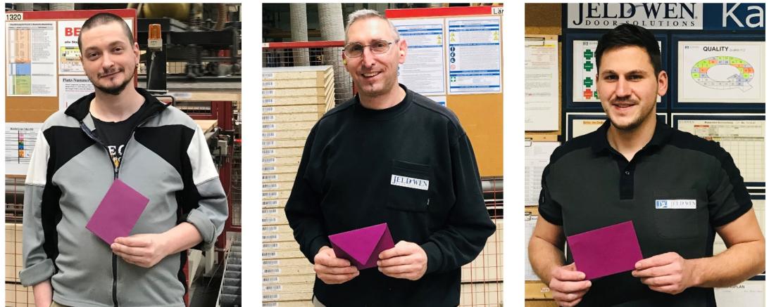 von links: Claus Linke, Helmut Schneider sowie Samuel Stelzer (Kantenbearbeitung)