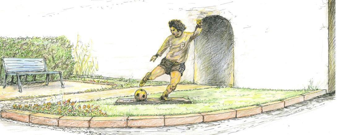 Skizze der Gerd-Müller-Statue