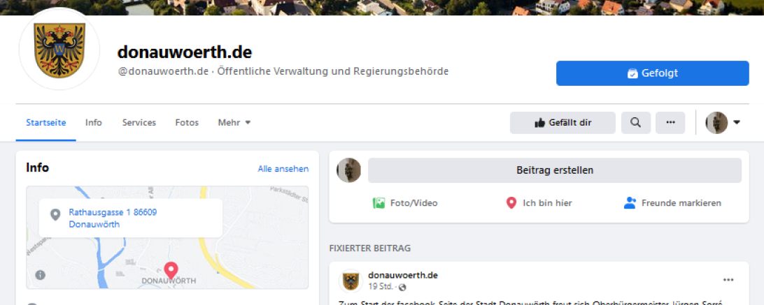 Ab sofort ist die Stadt Donauwörth auch mit einer facebook-Seite präsent: donauwoerth.de ist gestern an der Start gegangen. 