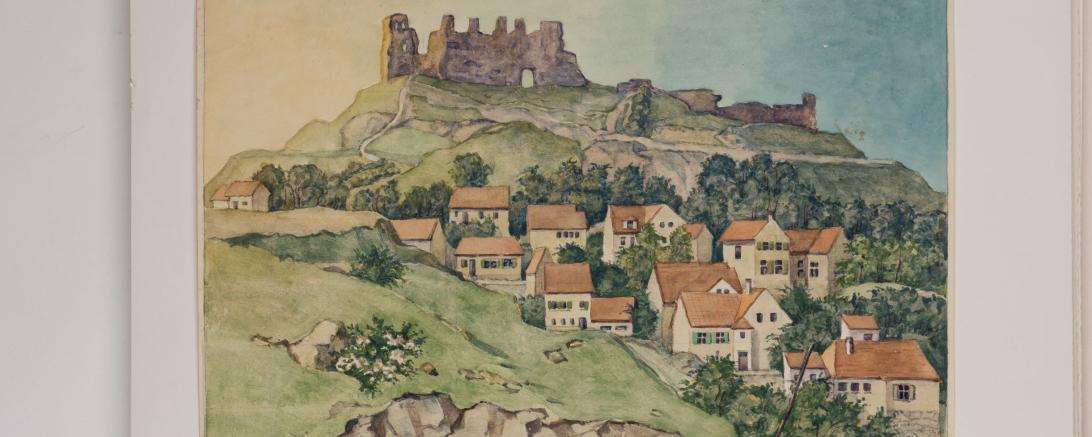 Auf dem Bild sieht man ein Gemälde mit dem Schlossberg drauf. Das ist ein Nachlass von Bruno Fischer