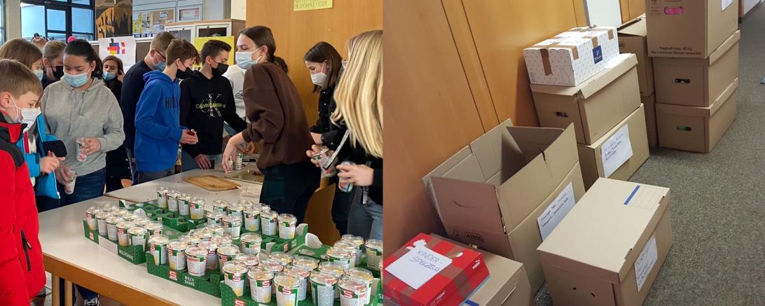 Bilder collage der Spendenaktion aus der Maria Stern Nördlingen.