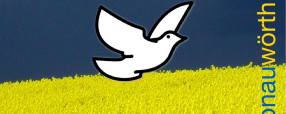 Das Bild zeigt den Flyer der Ukraine Mahnwache in Donauwörth