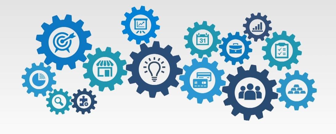 Das Bild zeigt Zahnräder die verschiedenen Faktoren entsprechen.