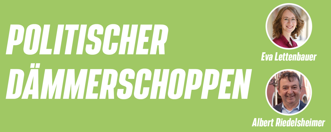 Das Bild zeigt das Plakat zum politischen Dämmershoppen.