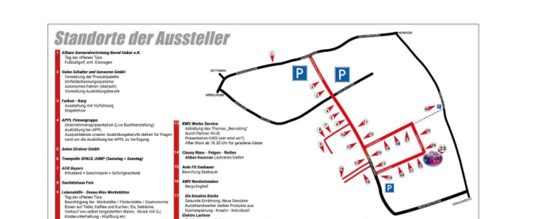 Das Bild zeigt eine Karte der Gewerbeschau Wemding 2022