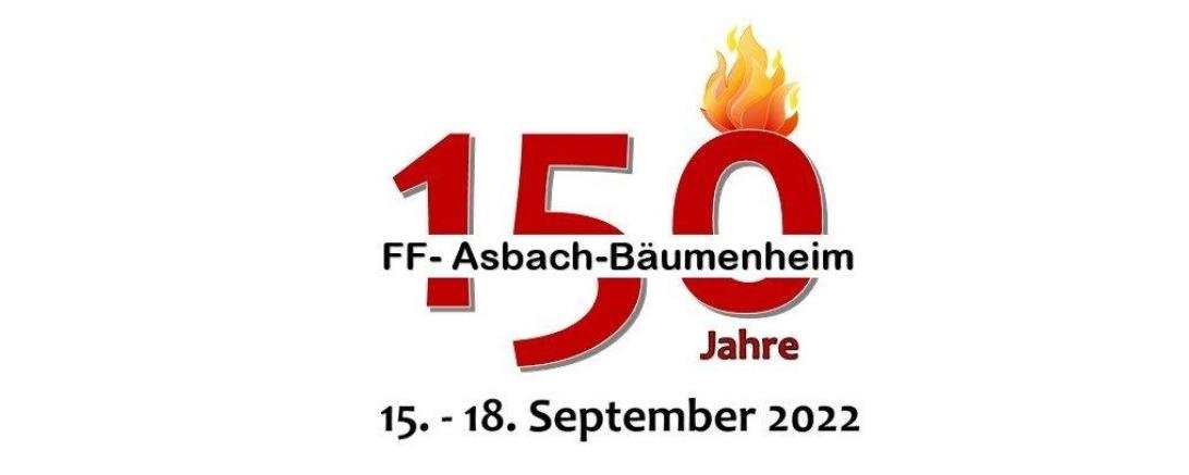 Das Bild zeigt das Plakat zur 150-Jahr-Feier der FFW Asbach-Bäumenheim.