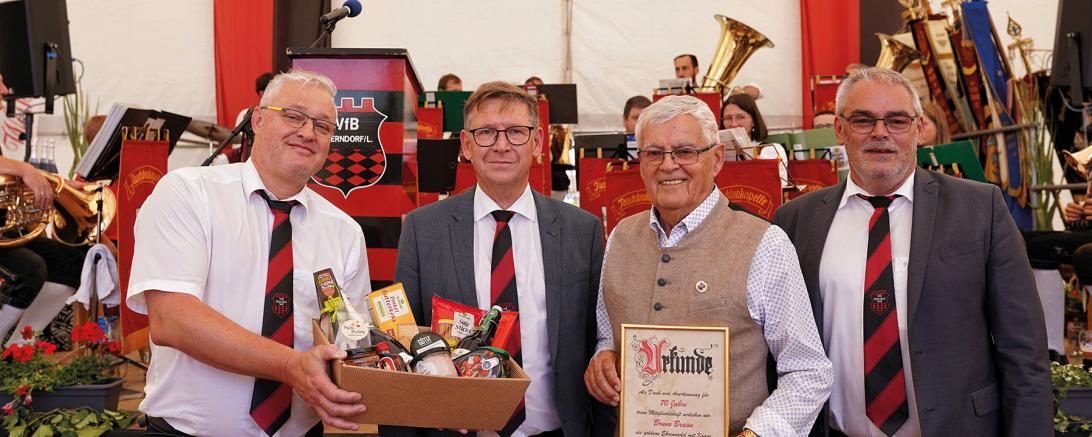 3. Präsident Christian Sigel, 1. Präsident Stefan Rößle, Bruno Braun (70 Jahre), 2. Präsident Franz Moll