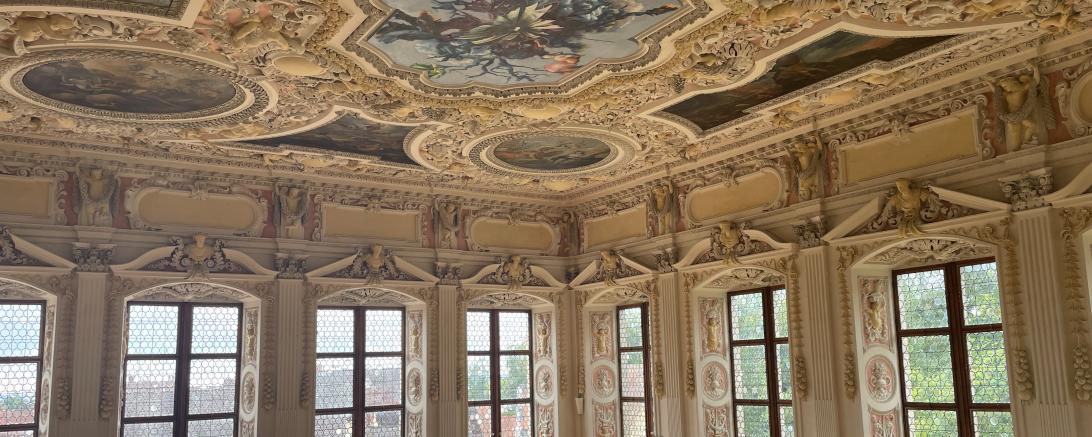 Das Bild zeigt den Festsaal des Oettinger Residenzschlosses.