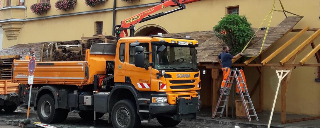 Aufbau für das Stadtmauerfest 2019