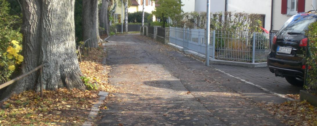 Die Straße „Am Hohlen Schänzle“ vor der Sanierung. 