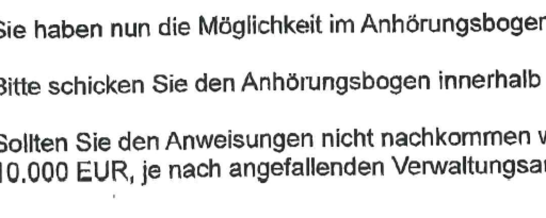 Falscher Anhörungsbogen Stadt Nördlingen