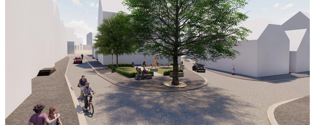 Im Bild ist der geplante Neugestaltete Gerd-Müller-Platz zu sehen.