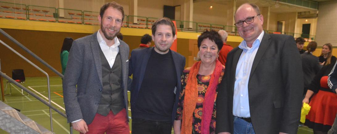 v.l.n.r: Bürgermeister Thomas Heydecker, Kevin Künert, Stadträtin Martina Krommrei und der Direktkandidat für den Landtag Georg Wiedemann. 