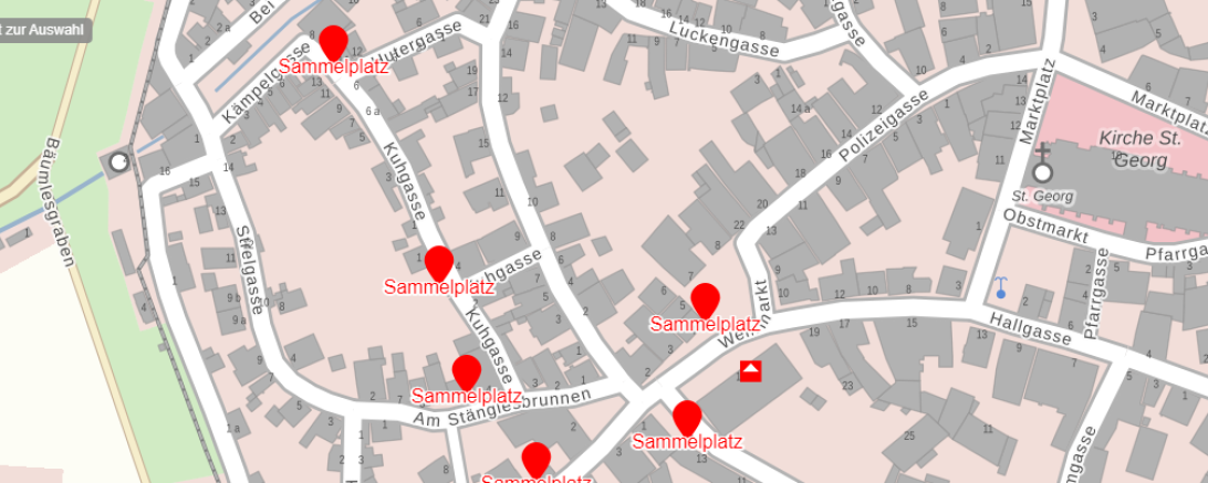 Abgeänderte Müll-Sammelplätze für Anlieger während der Bauarbeiten. 